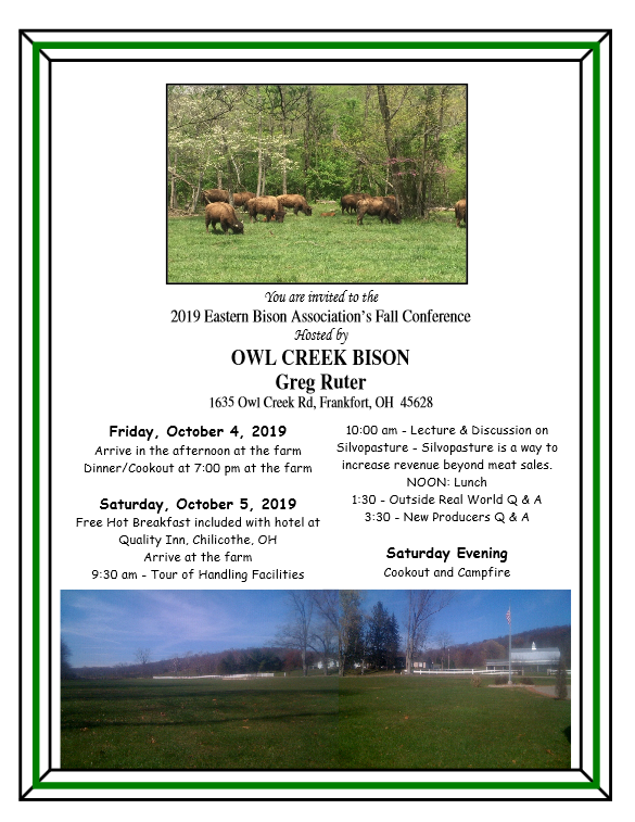Eastern Bison Association 2019 Fall Conference Dakota Territory